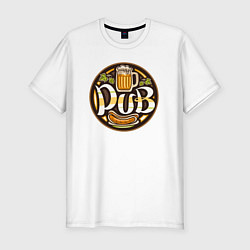 Футболка slim-fit Beer pub, цвет: белый