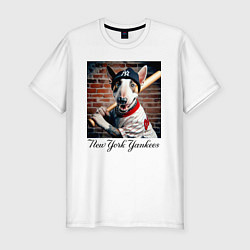 Мужская slim-футболка Bull terrier - New York yankees baseball team