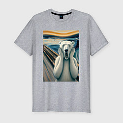 Мужская slim-футболка Полярный медведь кричит на картине Эдварда Мунка
