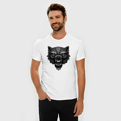 Футболка slim-fit Серый гневный волк, цвет: белый — фото 2