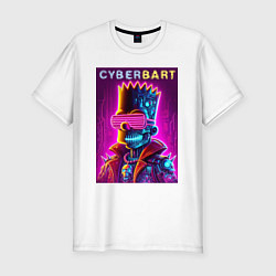 Футболка slim-fit Cyber Bart - neon glow ai art fantasy, цвет: белый