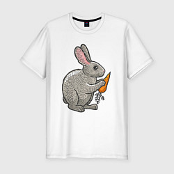 Футболка slim-fit Зайчик с морковочкой, цвет: белый