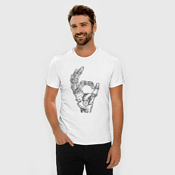 Футболка slim-fit Знак Ок - робот, цвет: белый — фото 2