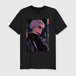 Мужская slim-футболка Магическая битва Сатору Годзё сигма