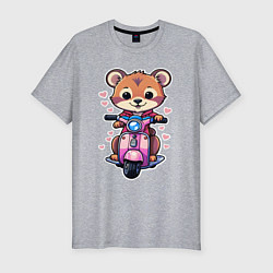 Футболка slim-fit Медведик на мопеде катается, цвет: меланж