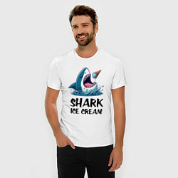 Футболка slim-fit Shark ice cream - ai art, цвет: белый — фото 2