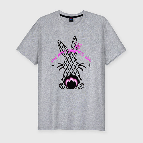 Мужская slim-футболка Заяц - самая красивая попа / Меланж – фото 1