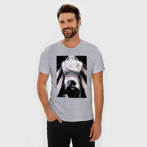 Мужская slim-футболка Магическая битва Мэгуми Фусигуро холодный юноша / Меланж – фото 3