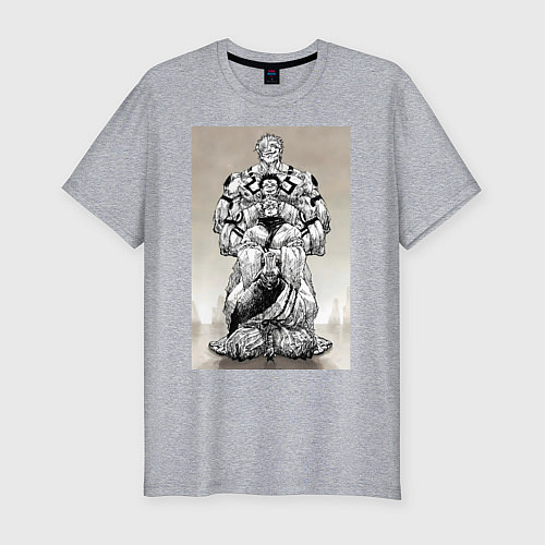 Мужская slim-футболка Магическая битва Сукуна Рёмэн истиный облик / Меланж – фото 1