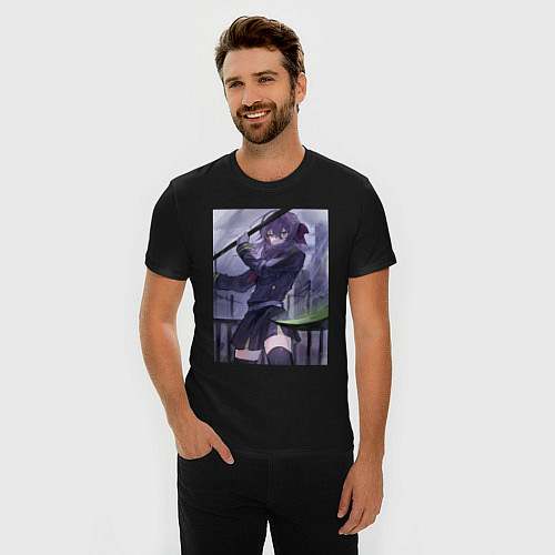 Мужская slim-футболка Последний Серафим Шиноа Хираги / Черный – фото 3