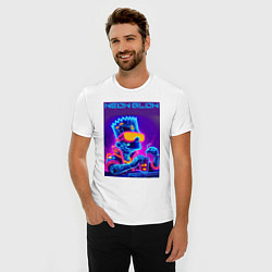 Футболка slim-fit Bart Simpson - neon fantasy ai art, цвет: белый — фото 2