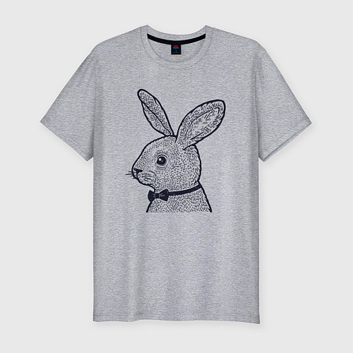 Мужская slim-футболка Зайчик в бабочке / Меланж – фото 1