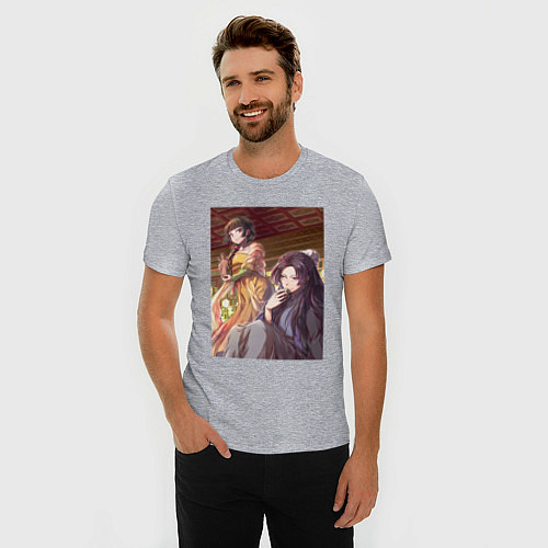 Мужская slim-футболка Монолог фармацевта Жэньши выпивает / Меланж – фото 3