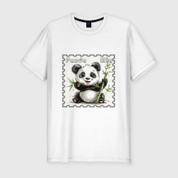 Мужская slim-футболка Панда Миа акварель