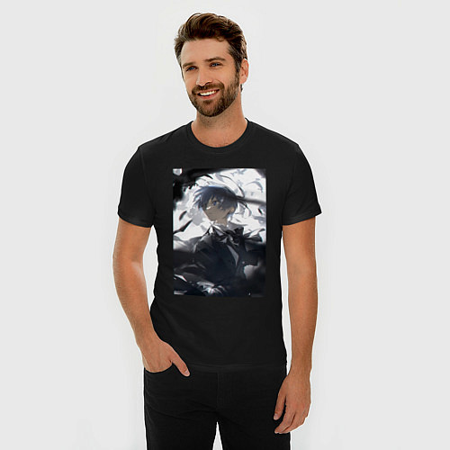 Мужская slim-футболка Тёмный дворецкий Сиэль Фантомхайв вороны / Черный – фото 3