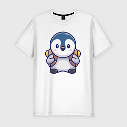 Мужская slim-футболка Пингвин турист