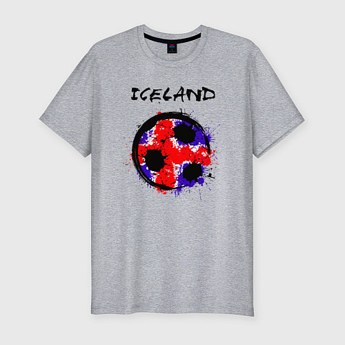 Мужская slim-футболка Сборная Исландии / Меланж – фото 1