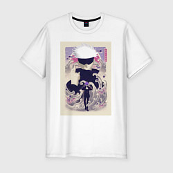 Мужская slim-футболка Магическая битва Сатору Годзё арт повязка