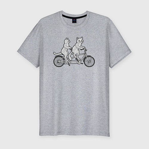 Мужская slim-футболка Котята на велике / Меланж – фото 1