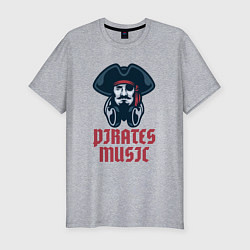 Мужская slim-футболка Пиратская музыка
