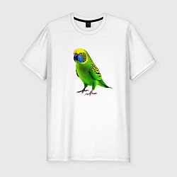 Мужская slim-футболка Зеленый попугай