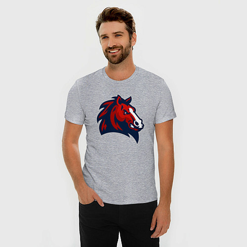 Мужская slim-футболка Красный конь / Меланж – фото 3