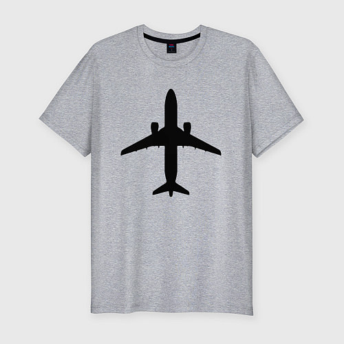 Мужская slim-футболка Черный облик самолета SJ-100 / Меланж – фото 1