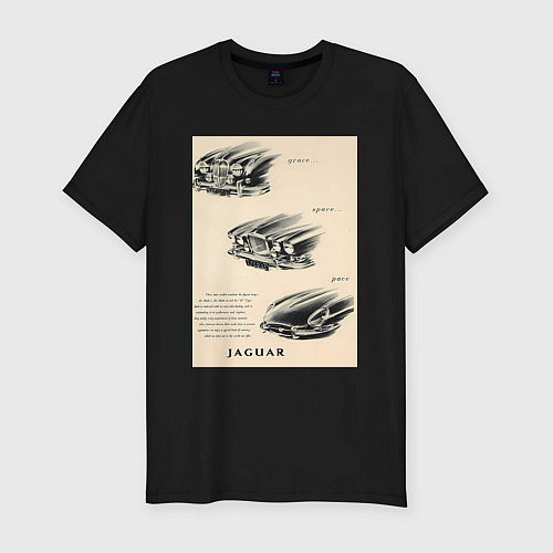 Мужская slim-футболка Автомобиль Jaguar / Черный – фото 1