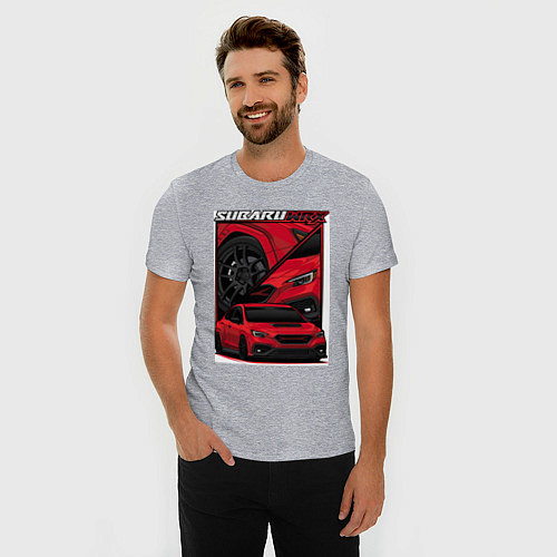 Мужская slim-футболка Автомобиль Subaru WRX / Меланж – фото 3