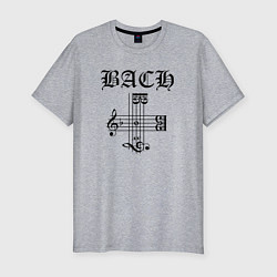 Мужская slim-футболка B-A-C-H - Иоганн Себастьян Бах чёрный