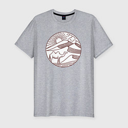 Мужская slim-футболка Верблюд в пустыне