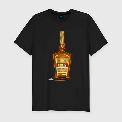 Мужская slim-футболка Brandy bottle / Черный – фото 1