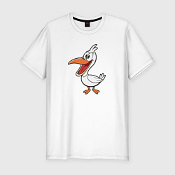 Мужская slim-футболка Довольный пеликан