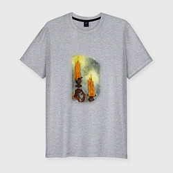 Мужская slim-футболка Две свечи на подсвечнике