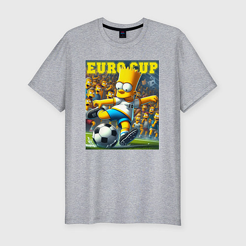Мужская slim-футболка Euro cup - Bart Simpson / Меланж – фото 1