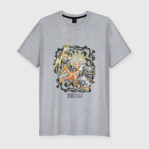 Мужская slim-футболка One piece молния Moncey D Luffy / Меланж – фото 1