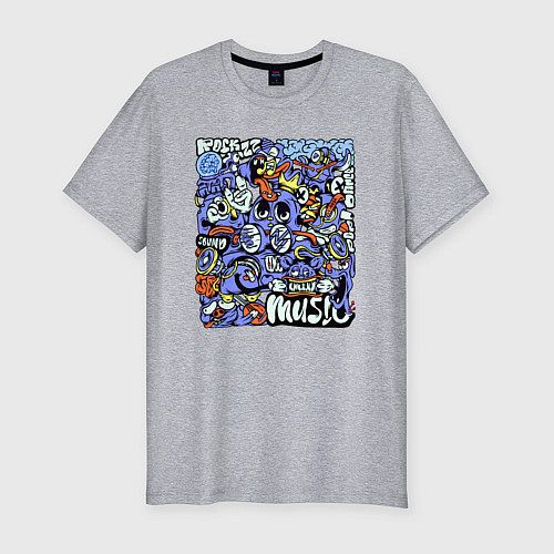 Мужская slim-футболка Монстры музыканты / Меланж – фото 1