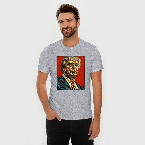 Мужская slim-футболка Дональд Трамп президент / Меланж – фото 3