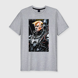 Футболка slim-fit Cyber Trump - ai art fantasy, цвет: меланж