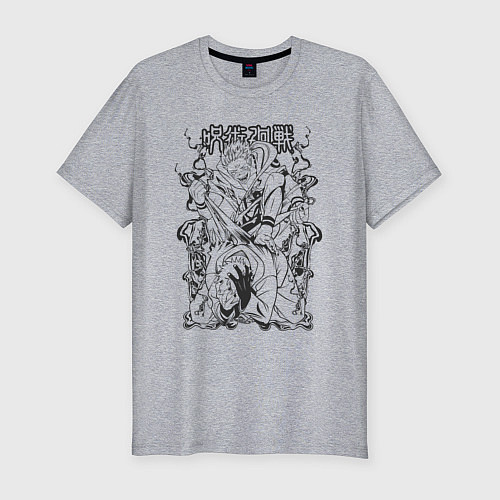 Мужская slim-футболка Магическая битва Сукуна Денджи расширение простран / Меланж – фото 1