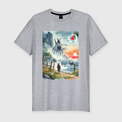 Мужская slim-футболка Ghost of Tsushima - watercolor