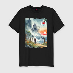 Футболка slim-fit Ghost of Tsushima - watercolor, цвет: черный