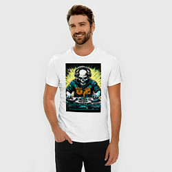 Футболка slim-fit Диджей скелет, цвет: белый — фото 2