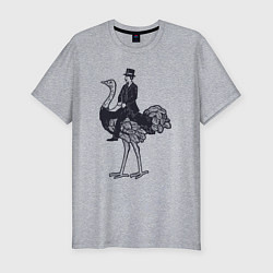Мужская slim-футболка Страус и джентльмен