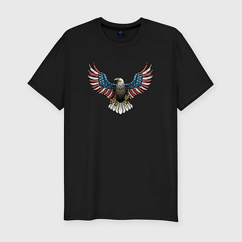 Мужская slim-футболка Eagle - America / Черный – фото 1