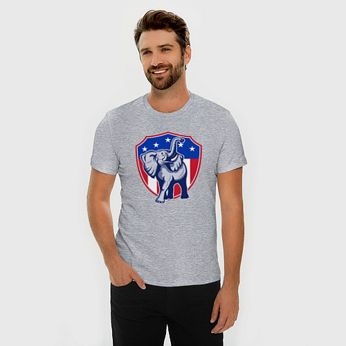 Мужская slim-футболка Elephant USA / Меланж – фото 3