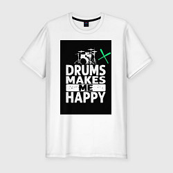 Мужская slim-футболка Барабаны делают меня счастливее