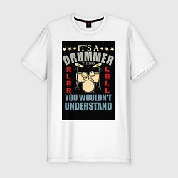 Мужская slim-футболка Барабанщик музыка
