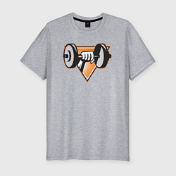 Мужская slim-футболка Гантель в руке