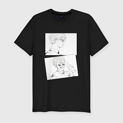 Мужская slim-футболка Эмоции Сатору Годжо - Магическая битва